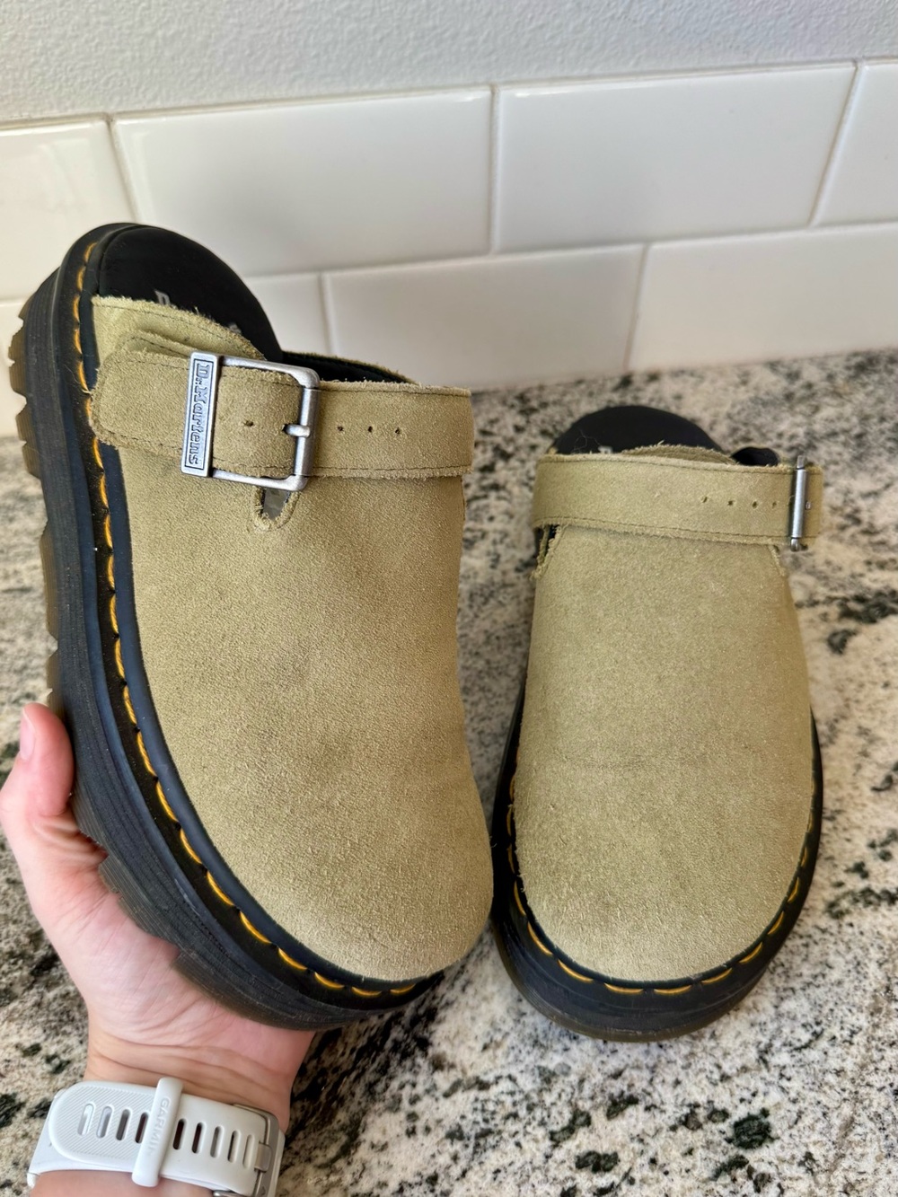 Dr. Martens Zebzag Mule in Muted Olive green. L 7. VGUC.